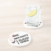 Leuk Naughty, ik zweer dat ik de kerstkerstlijst h Zandsteen Onderzetter (Zijkant)