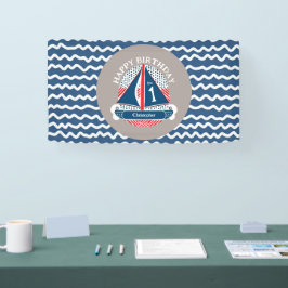 Leuk Nautisch Gelukkig 1e Verjaardag Zeilboot Fees Spandoek