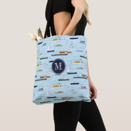 Leuk nautisch vaarpatroon Een dag op de rivier Tote Bag