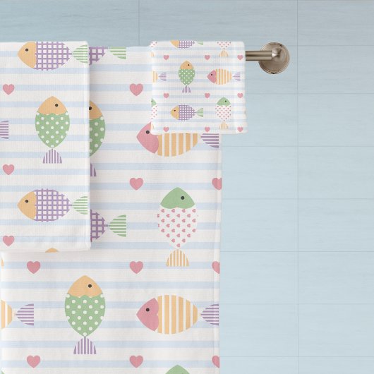 Leuk nautisch vissenpatroon bad handdoek