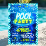 Leuk Neon Glow Blauw Groen Zwembad Party Jongens V Kaart<br><div class="desc">Helder neon gloeiend zwembad party design in neon blauw en groen,  perfect voor binnen of buiten zwembad zwemfeesten voor jongens of meisjes.</div>
