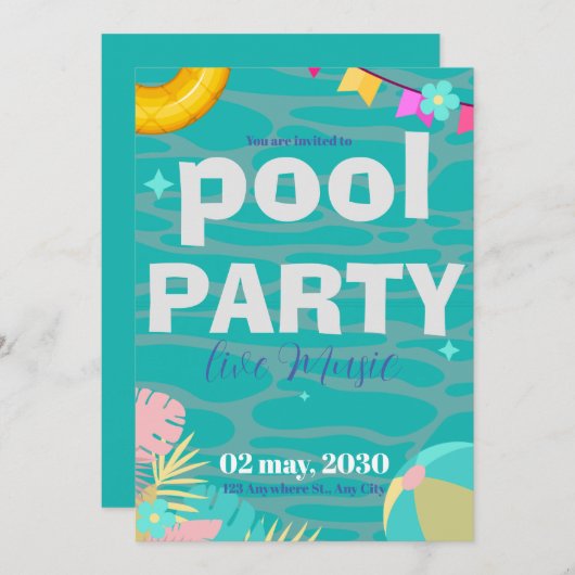 Leuk Neon Glow Blauw Groen Zwembad Party Jongens V Kaart (Voorkant / Achterkant)