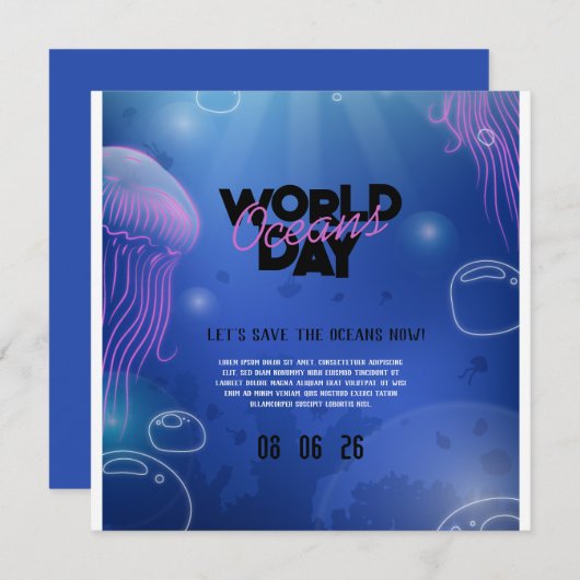 Leuk Neon Glow Blauw Groen Zwembad Party Jongens V Save The Date (Voorkant / Achterkant)