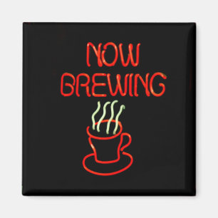 Leuk neon koffie brouwen teken magneet