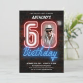 Leuk Neon Retro 60e Verjaardagsfeest Kaart (Staand voorkant)