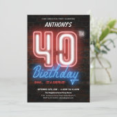 Leuk Neon Retro Verrassing 40e Verjaardagsfeest Kaart (Staand voorkant)