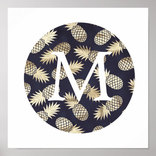 leuk nep folie goud ananas monogram poster (Voorkant)