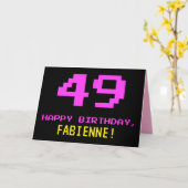 Leuk, Nerdy, Geeky, Roze, 8-bit stijl 49e verjaard Kaart (Gele Bloem)