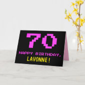 Leuk, Nerdy, Geeky, Roze, 8-bit stijl 70e verjaard Kaart (Gele Bloem)