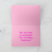 Leuk, Nerdy, Geeky, Roze, 8-Bit Stijl 71e Verjaard Kaart (Binnen)