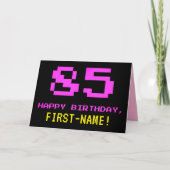 Leuk, Nerdy, Geeky, Roze, 8-bit stijl 85e verjaard Kaart (Voorkant)
