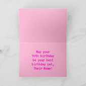 Leuk, Nerdy, Geeky, Roze, 8-bit stijl 90e verjaard Kaart (Binnen)