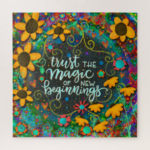 Leuk Nieuw Beginnings Quote Hart Bloemen  Legpuzzel