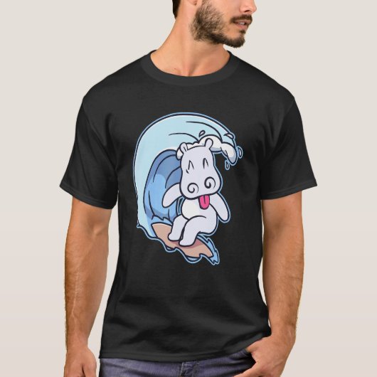 Leuk nijlpaard surfen t-shirt (Voorkant)