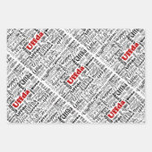 Leuk Noors Rood Streep Zwart & Wit Stippen Uffda Inpakpapier Vel (Voorkant)