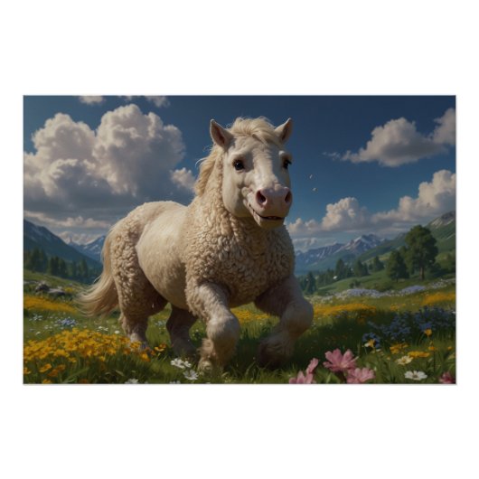 Leuk Oekraïens wollig getuft paard Perfect Poster (Voorkant)