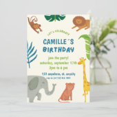 Leuk Oerwoud Animals Verjaardagsfeestuitnodiging Kaart (Staand voorkant)