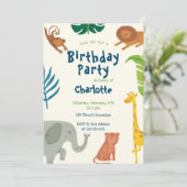 Leuk Oerwoud Animals Verjaardagsuitnodiging Kaart (Staand voorkant)