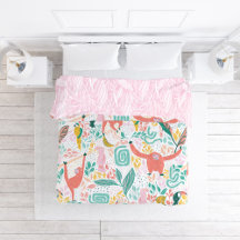 Leuk Oerwoud blije beesten en roze tropische blade