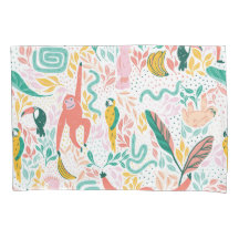 Leuk Oerwoud blije beesten en roze tropische blade