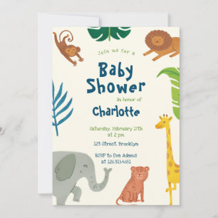 Leuk Oerwoud Dieren Baby shower Uitnodiging