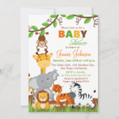 Leuk Oerwoud Dieren Baby shower Uitnodiging (Voorkant)