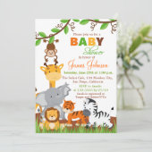 Leuk Oerwoud Dieren Baby shower Uitnodiging (Staand voorkant)