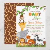 Leuk Oerwoud Dieren Baby shower Uitnodiging (Voorkant / Achterkant)