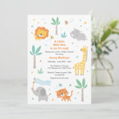 Leuk Oerwoud Dieren Baby shower Uitnodiging (Staand voorkant)