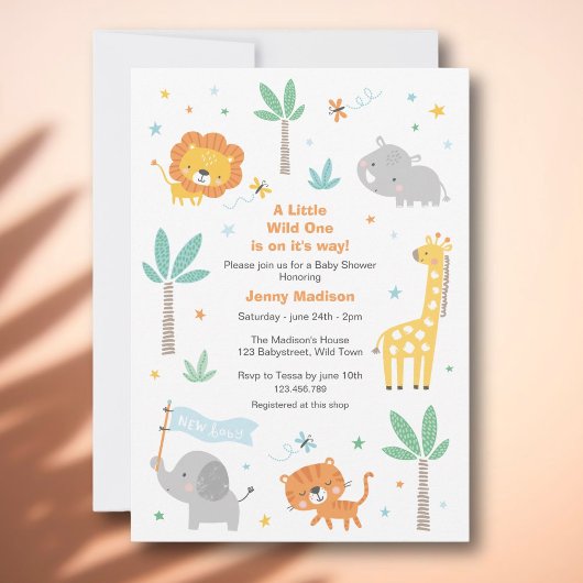 Leuk Oerwoud Dieren Baby shower Uitnodiging