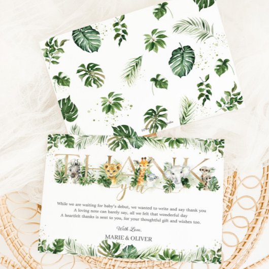 Leuk Oerwoud Dieren Safari Groen Baby shower Bedankkaart
