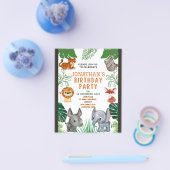 Leuk Oerwoud Dieren Verjaardagsfeestuitnodiging Flyer (Enkel)