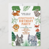 Leuk Oerwoud Dieren Verjaardagsfeestuitnodiging Kaart (Voorkant)