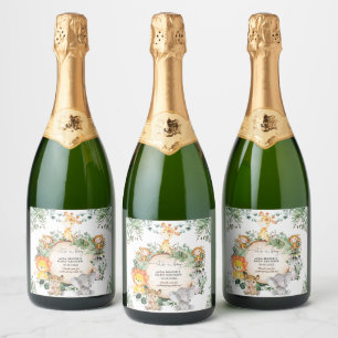 Leuk Oerwoud Safari Dieren Jongen Baby shower Favo Sparkling Wijnetiket