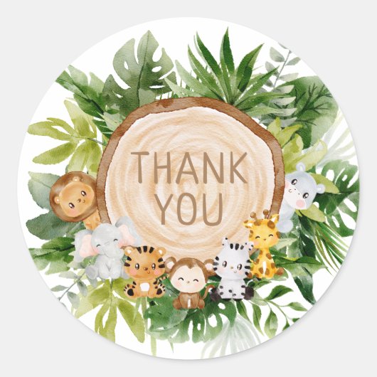 Leuk Oerwoud Safari Woodland Animals Dank u Ronde Sticker (Voorkant)