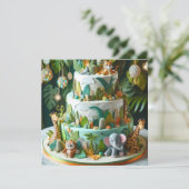 LEUK OERWOUD THEMA KINDEREN VERJAARDAG LAAGJE CAKE KAART (Staand voorkant)