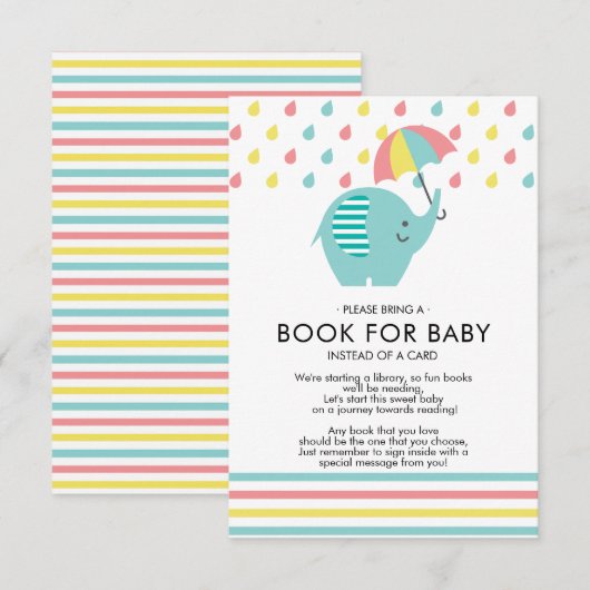 Leuk Olifant Baby shower Boek voor Baby Kaart (Voorkant / Achterkant)