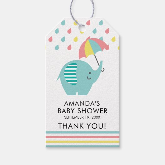 LEUK OLIFANT Baby shower Favor Gift Label Cadeaulabel (Voorkant)