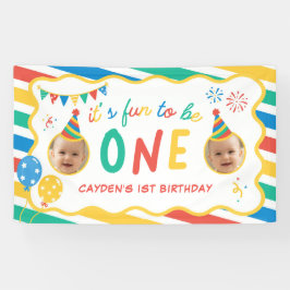 Leuk om één jongen te zijn Kleurrijke 1e verjaarda Spandoek