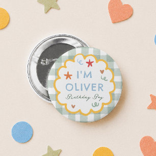 Leuk om één kleurrijke 1e verjaardag jongen te zij ronde button 5,7 cm