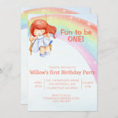 Leuk om een Rainbow eerste verjaardag uitnodiging (Voorkant / Achterkant)