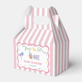Leuk om één roze strepen 1e verjaardag favorietend bedankdoosjes
