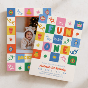 Leuk om één stoere kerst kinder 1e verjaardag te z kaart