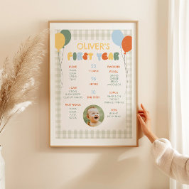 Leuk om EEN te zijn groene geruite 1e verjaardag m Poster