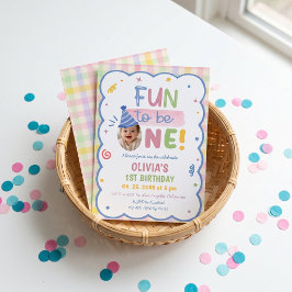Leuk om één te zijn Pastel Gingham Verjaardagsuitn Kaart