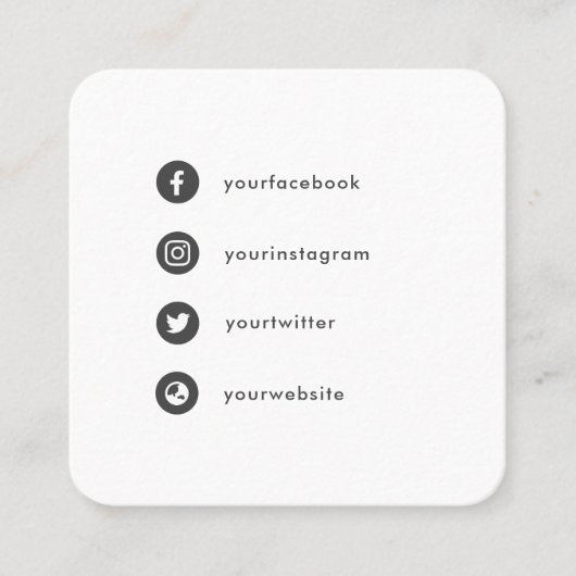 Leuk om je sociale mediapictogrammen te ontmoeten. vierkante visitekaartje (Voorkant)