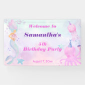 Leuk Onder de Zee Zeemeermin Kinderen Verjaardag W Spandoek (Horizontaal)