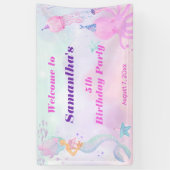 Leuk Onder de Zee Zeemeermin Kinderen Verjaardag W Spandoek (Verticaal)