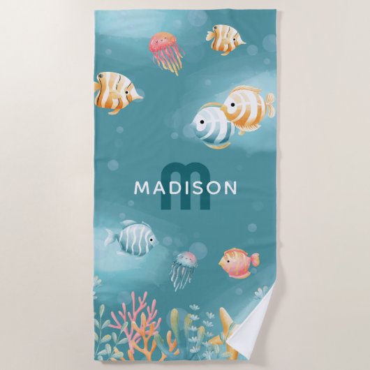 Leuk Onder het Zee Kinder Naam Strandlaken (Voorkant)