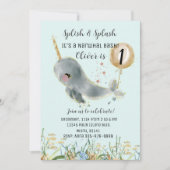 Leuk Onder het Zee Narwhal Verjaardagsuitnodiging Kaart (Voorkant)